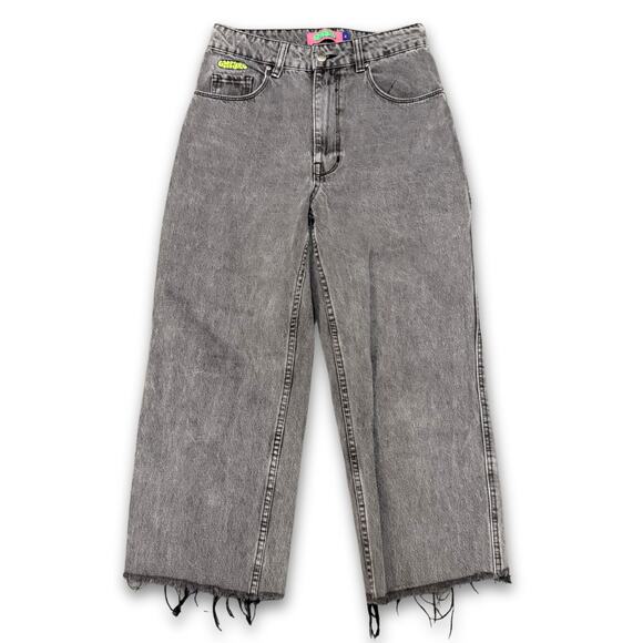 Empyre Stone-Washed Black Denim Cargo Pants with Raw Hems | Size 4 | Tori Jeans - Picture 1 of 6